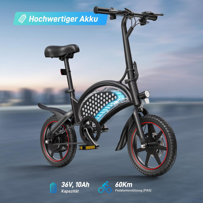 Електрически велосипед 250W 10Ah 14 инча черен-1